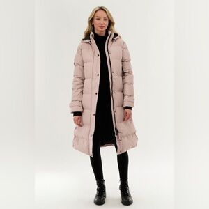 Long Puffer Coat in Blush Pink - Women